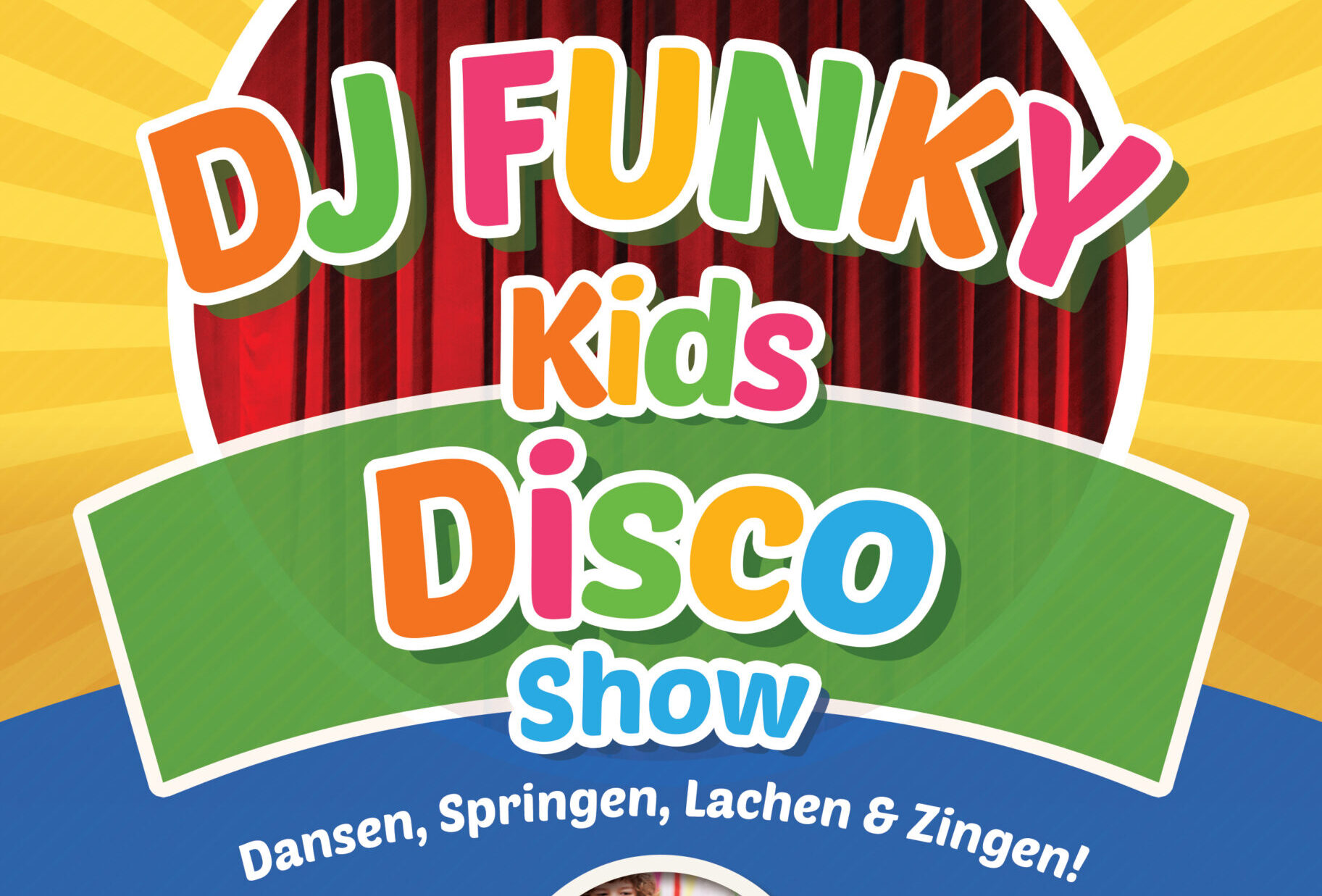 Dansende kinderen onder discolichten tijdens een interactieve Kids Disco van Dream Animations.