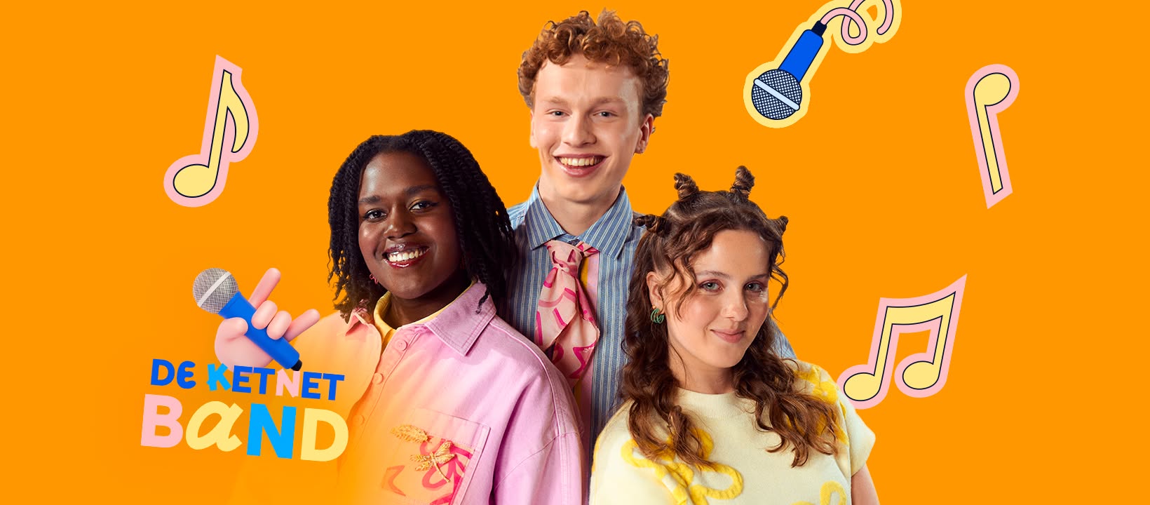 De KetnetBand tijdens een optreden voor kinderen